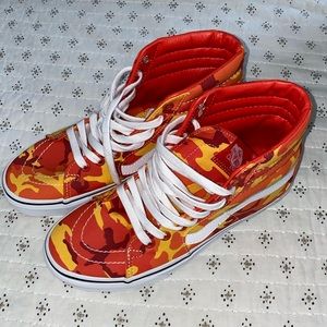 neon orange yellow camo vans